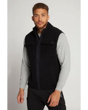 JP1880 Steppweste Fleece-Weste Outdoor Stehkragen Taschen - Schwarz
