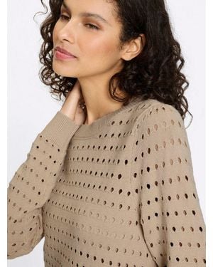 heine Strickpullover Pullover Langarm Ajourstrick - Braun