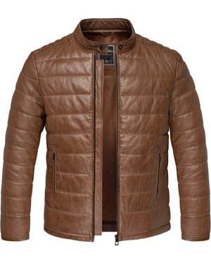 Amaci&Sons ELOY Bomber Puffer Lederjacke - Braun