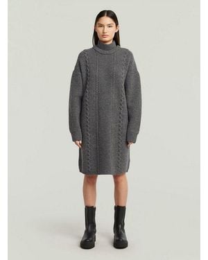 G-Star Bodykleid Cable Loose Knit Kleid - Grau