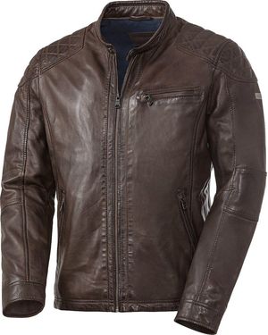 Ross & Cole Lederjacke lässiges Design mit Steppung an der Schulter - Braun