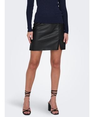Jacqueline De Yong Sommerrock Rock Mini Kunstleder Schlitz Mittlere Taille JDYBLAIR MW FAUX SHORT SKIRT PNT DIA - Schwarz