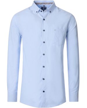 Redmond Langarmhemd uni Comfort Fit - Blau