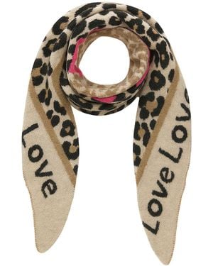 Fera Modeschal Animal Love Dreieckstuch elastischer Strick Leo Muster, 8149 in Braun-4 - Mehrfarbig