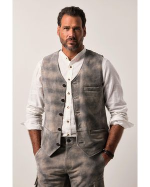 JP1880 Steppweste Leder-Weste Tracht Rindleder bis 72 - Grau