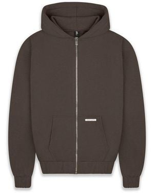 Dropsize Sweatjacke Herren Super Heavy Blank Zip-Hoodie - Braun