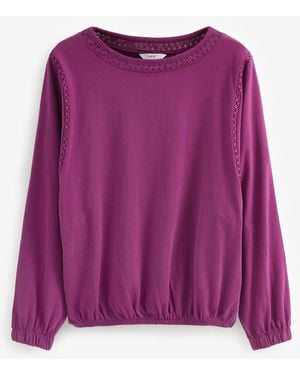 Next Blusenshirt Langärmelige Bluse mit Ballonsaum (1-tlg) - Lila
