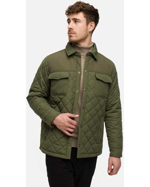 INDICODE Steppjacke INDome Gestepptes Overshirt mit Kontrastfutter - Grün