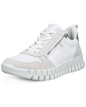 Ecco Gruuv Zip Lace (Premium-Leder) Weiss Damen Sneaker - Weiß