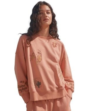 Next Sweater Sweatshirt mit Grafikprint und Stickerei (1-tlg) - Orange