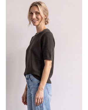 Street One Kurzarmpullover Mit Kontrastdetail - Braun