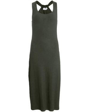 Vila Shirtkleid Leger Geripptes Tanktop (lang) VINIMEO U-NECK S/L MIDI DRESS - Grün