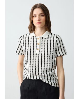 Jimmy Key Gebreid T-shirt met korte mouwen en polokraag - Weiß