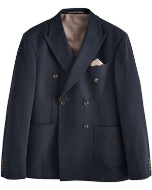 Next Jackenblazer Zweireihiges Regular Fit Signature Sakko (1-tlg) - Blau