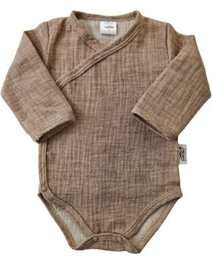 Makoma Wickelbody Musselin Baby Body Langarm - Natur