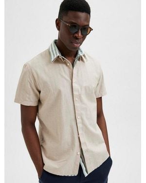 SELECTED Kurzarmhemd Slhregsun Ss Shirt Classic D - Natur