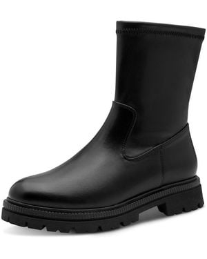 Marco Tozzi Stiefelette Blockabsatz, Boots Mit Elastischem Schaft - Schwarz