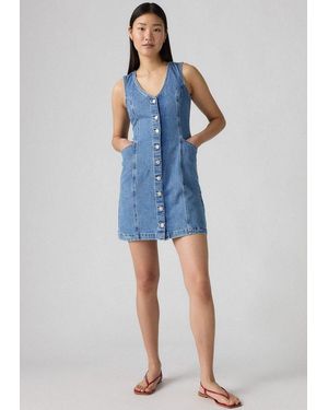 Levi's Jeanskleid Vianna Vest Dress Mit V-Ausschnitt, Slim Fit, Ärmellos - Blau