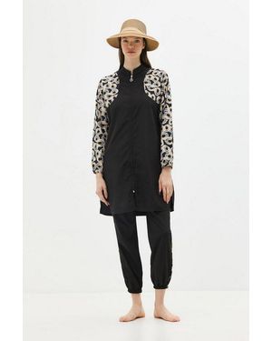 C&City Badeanzug Schwarzes 4-Teiliges Badeanzug-Set