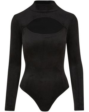 Urban Classics Body Damen Ladies Velvet Cut-Out Turtleneck Body - Schwarz