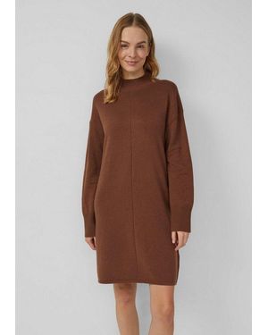 S.oliver Minikleid Kleid Kurzes Strickkleid Mit Stehkragen Und Naht-Details - Braun