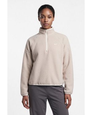 Nike Sweatshirt W Nk Chill Polar Os Fit Top Mit Rundhalsausschnitt, Aus Angerauter Sweatware - Natur