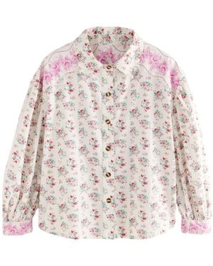 Cath Kidston Langarmbluse Hemdjacke aus 100 % Baumwolle (1-tlg) - Weiß