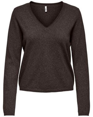 ONLY V-Ausschnitt-Pullover Onlloyal Life Ls V-Neck Pullo Knt Noos Materialmix - Schwarz