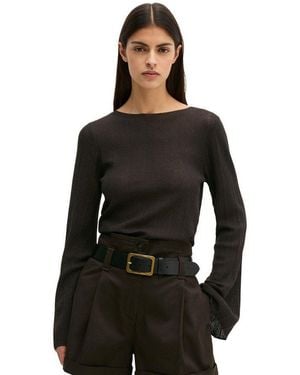 Marc O' Polo Strickpullover Aus Edlem Viskose-Leinen-Mix - Schwarz