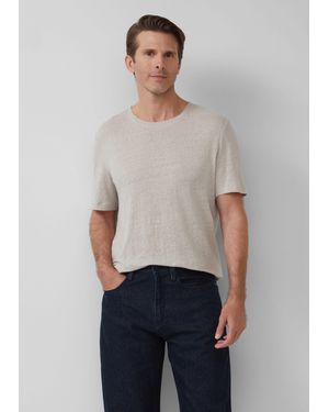 S.oliver Kurzarmshirt Hochwertiges Flammgarn-Shirt aus Leinen - Weiß