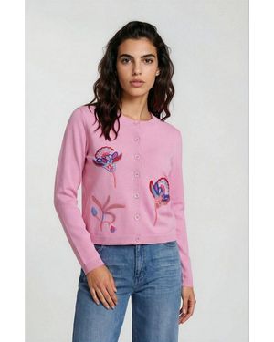 Milano Italy Cardigan Mit Stickerei - Rot