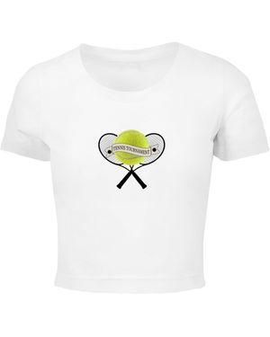 Merchcode T-Shirt Ladies Tennis Tournament Cropped Tee (1-tlg) - Weiß
