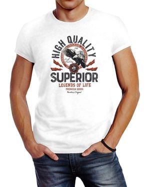 Neverless T-Shirt Fashion vintage Superior Legends of Life Eagle Slim Fit ® mit Print - Weiß
