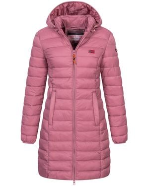 GEOGRAPHICAL NORWAY Winter Jacke Steppjacke Parka Lange Kapuzenjacke Steppmantel Outdoor - Pink