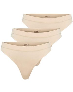 ONLY T-String Onlvicky Rib S-Less Thong 3-Pk Noos (Packung, 3-St) - Natur