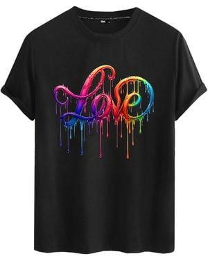 Rmk T- Shirt kurzarm Rundhals Basic Liebe mit "Love" Print aus 100% Baumwolle - Schwarz