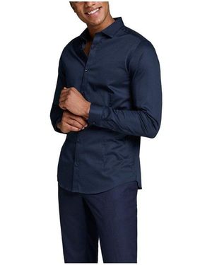 Jack & Jones Kurzarmhemd uni (1-tlg., keine Angabe) - Blau