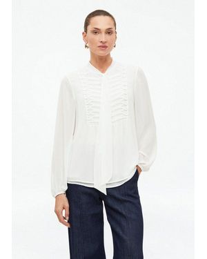 S.oliver Langarmbluse Bluse Chiffonbluse Mit Schluppe Und Applikation - Weiß