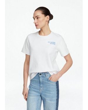 Comma, Kurzarmshirt T-Shirt Oversize-Shirt Mit Print - Weiß