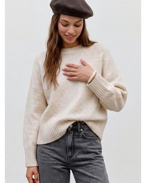 TOPSHOP Rundhalspullover Tsdaisy Ls Knitted Jumper Knt Noos Materialmix, Kürzer Geschnitten - Natur