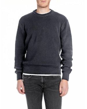 Replay Strickpullover Mit Rundhals - Blau