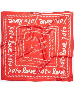 Comma, Schal , Tuch aus Seidenmix mit Motivprint - Rot