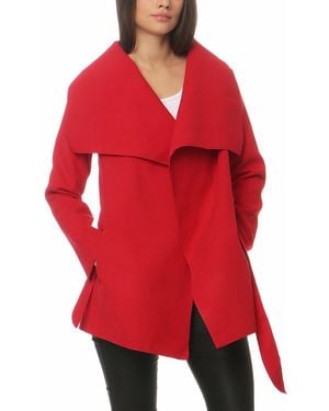 malito more than fashion Kurzmantel 3041 Mantel mit Bindegürtel im Wasserfall-Schnitt Einheitsgröße - Rot