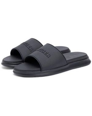 Tommy Hilfiger Dual Density Hilfiger Pool Slide Pantolette Sommerschuh, Schlüpfschuh Mit Logoschriftzug - Blau