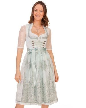 Marjo Dirndl Midi Dirndl 2Tlg - Weiß