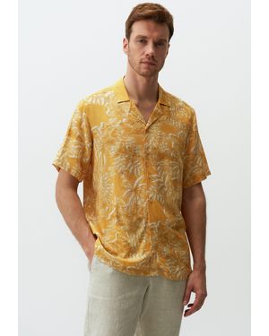 Jimmy Key Shirtbluse Kurzärmlig Leinen Hemd - Gelb
