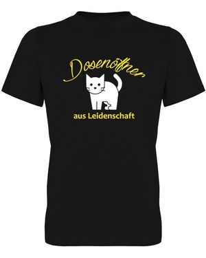 G-graphics Dosenöffner aus Leidenschaft – Katze T-Shirt - Schwarz