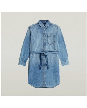 G-Star Midikleid Shirt Dress Belt Ls Wmn - Blau