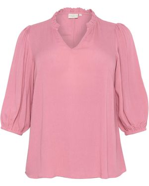Kaffe Langarmbluse Langarm-Bluse KCkamille Große Größen - Pink