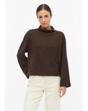 S.oliver Sweatshirt Sweatshirt Weiches Sweatshirt Mit Stehkragen - Braun